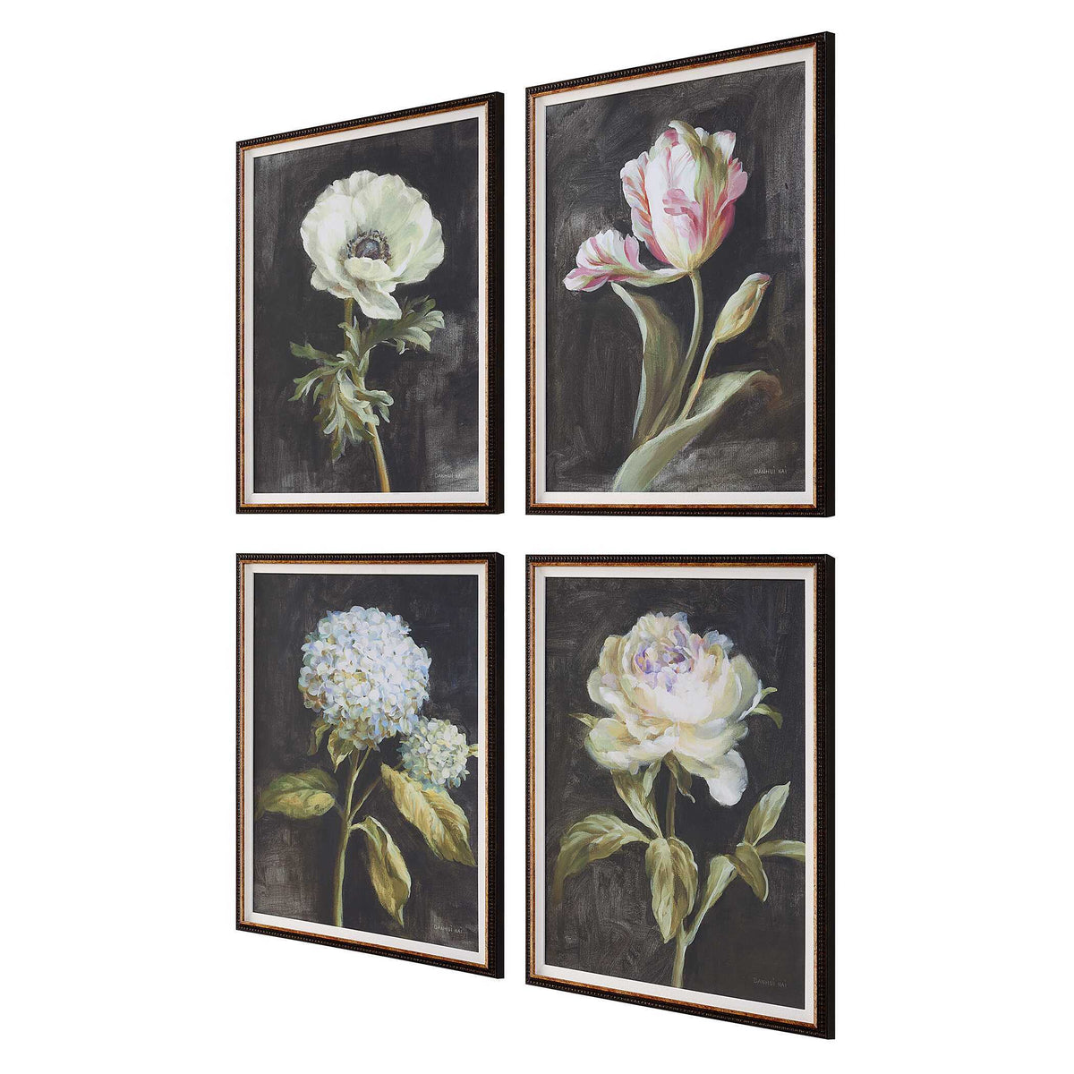 Florals On Black Framed Prints (Set of 4) by Uttermost - View 4