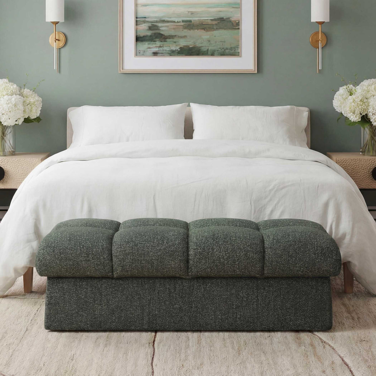 Harlem Bench Moss Green / Lake Blue - Dark Green by Uttermost - View 2
