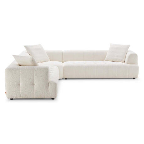 Kaynes Ivory Boucle Corner Sofa with Durable Upholstery and Solid Wood Legs - sold by Home Elegance USA