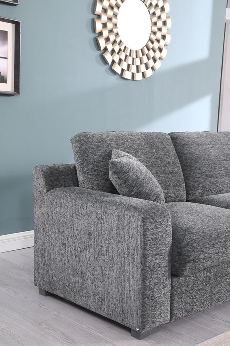 Celine 141.5' Light Gray Chenille Fabric Corner Sectional Sofa with Right-Facing Chaise, Cupholders, and Charging Ports - sold by Home Elegance USA