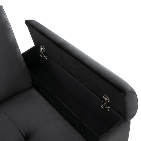 Sleeper Sectional Sofa, L-Shape Corner Couch Sofa-Bed with Storage Ottoman & Hidden Arm Storage & USB Charge  for Living Room Apartment, Black - sold by Home Elegance USA