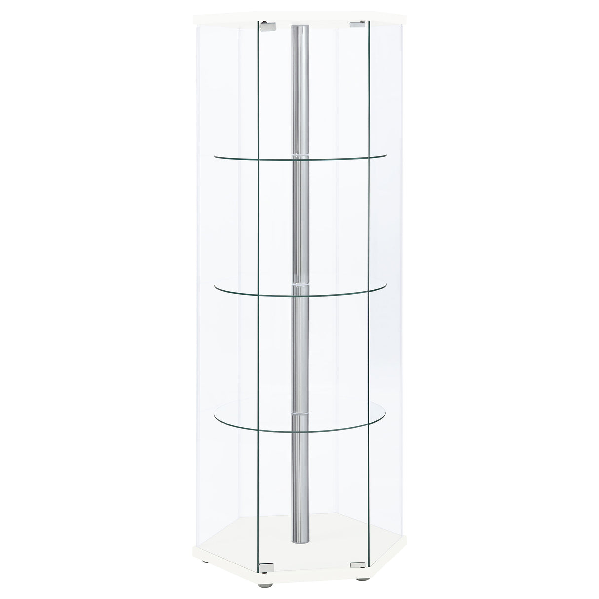 Curio Cabinet - Zahavah 4-shelf Hexagon Shaped Curio Cabinet White and Clear