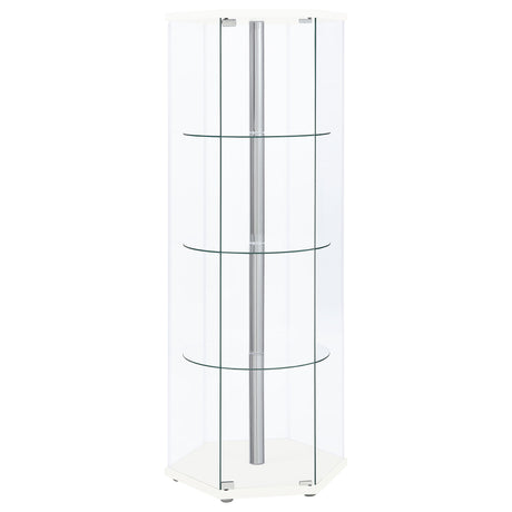 Curio Cabinet - Zahavah 4-shelf Hexagon Shaped Curio Cabinet White and Clear