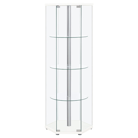 Curio Cabinet - Zahavah 4-shelf Hexagon Shaped Curio Cabinet White and Clear