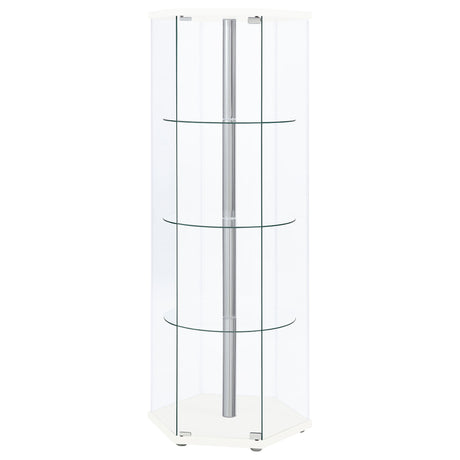 Curio Cabinet - Zahavah 4-shelf Hexagon Shaped Curio Cabinet White and Clear