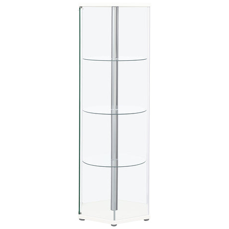 Curio Cabinet - Zahavah 4-shelf Hexagon Shaped Curio Cabinet White and Clear