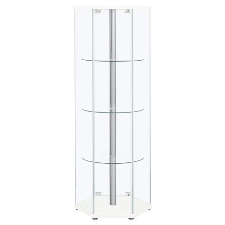 Curio Cabinet - Zahavah 4-shelf Hexagon Shaped Curio Cabinet White and Clear