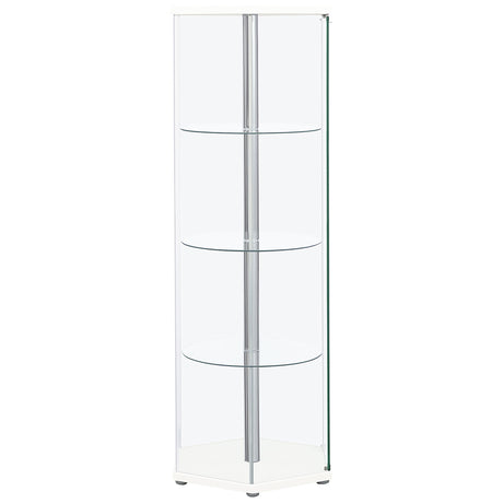 Curio Cabinet - Zahavah 4-shelf Hexagon Shaped Curio Cabinet White and Clear