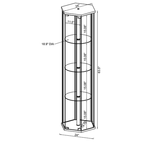 Curio Cabinet - Zahavah 4-shelf Hexagon Shaped Curio Cabinet White and Clear