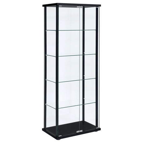 Delphinium 5 - shelf Glass Curio Cabinet Black and Clear | Coaster - 950170 - Home Elegance USA - 1