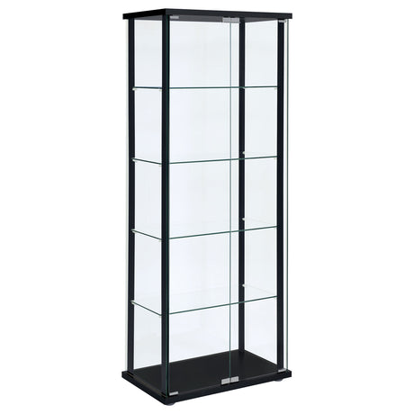 Curio Cabinet - Delphinium 5-shelf Glass Curio Cabinet Black and Clear