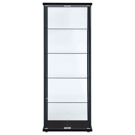 Delphinium 5 - shelf Glass Curio Cabinet Black and Clear | Coaster - 950170 - Home Elegance USA - 3