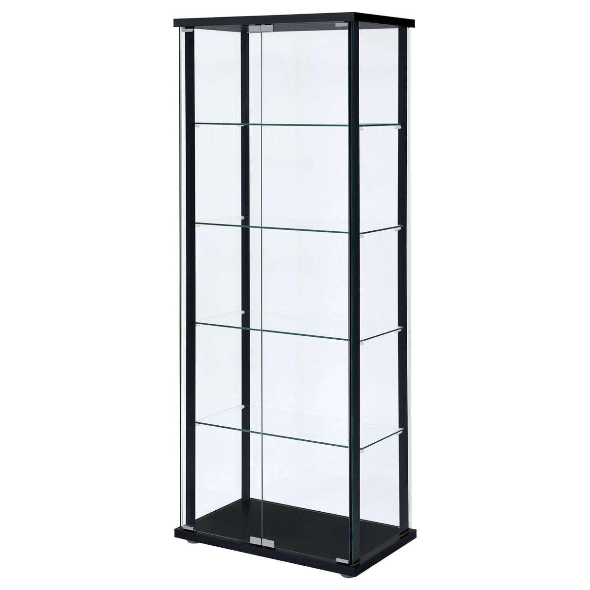 Delphinium 5 - shelf Glass Curio Cabinet Black and Clear | Coaster - 950170 - Home Elegance USA - 4