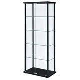 Curio Cabinet - Delphinium 5-shelf Glass Curio Cabinet Black and Clear