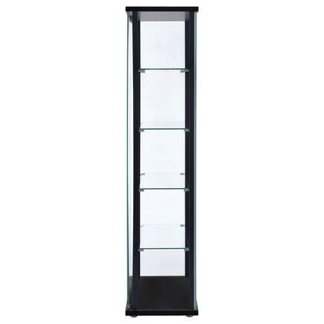 Delphinium 5 - shelf Glass Curio Cabinet Black and Clear | Coaster - 950170 - Home Elegance USA - 5