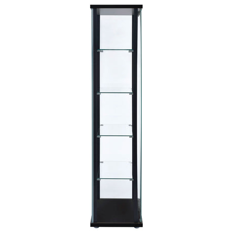 Delphinium 5 - shelf Glass Curio Cabinet Black and Clear | Coaster - 950170 - Home Elegance USA - 7