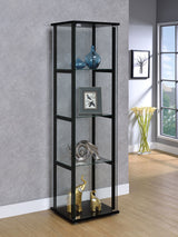 Curio Cabinet - Cyclamen 4-shelf Glass Curio Cabinet Black and Clear