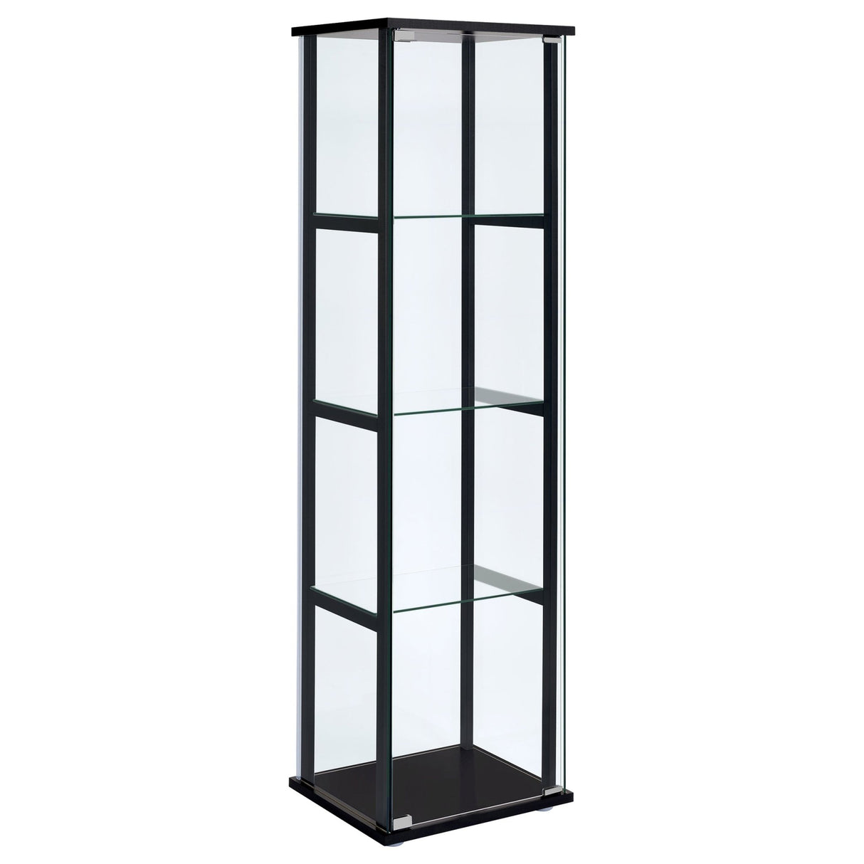 Cyclamen 4 - shelf Glass Curio Cabinet Black and Clear | Coaster - 950171 - Home Elegance USA - 1