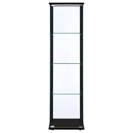 Cyclamen 4 - shelf Glass Curio Cabinet Black and Clear | Coaster - 950171 - Home Elegance USA - 3