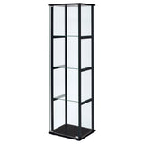 Cyclamen 4 - shelf Glass Curio Cabinet Black and Clear | Coaster - 950171 - Home Elegance USA - 4