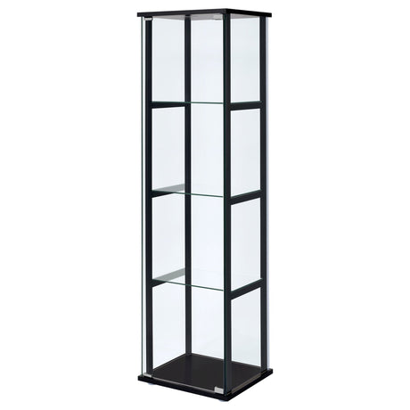 Cyclamen 4 - shelf Glass Curio Cabinet Black and Clear | Coaster - 950171 - Home Elegance USA - 4