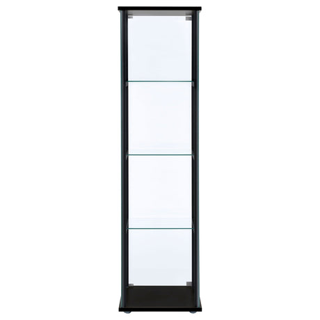 Cyclamen 4 - shelf Glass Curio Cabinet Black and Clear | Coaster - 950171 - Home Elegance USA - 6