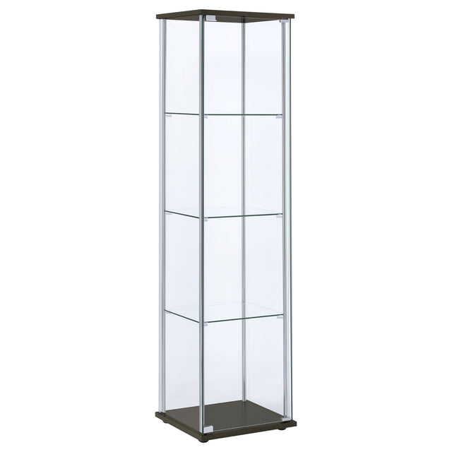 Curio Cabinet - Bellatrix Rectangular 4-shelf Curio Cabinet Cappuccino and Clear