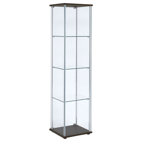 Curio Cabinet - Bellatrix Rectangular 4-shelf Curio Cabinet Cappuccino and Clear