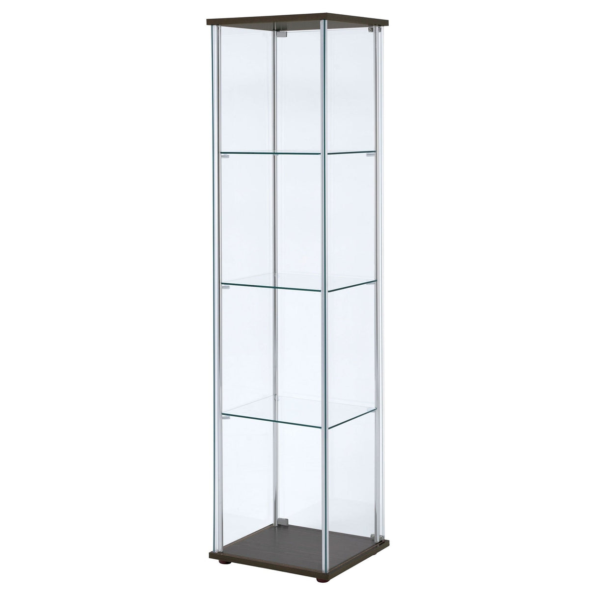 Bellatrix Rectangular 4 - shelf Curio Cabinet Cappuccino and Clear | Coaster - 950172 - Home Elegance USA - 8