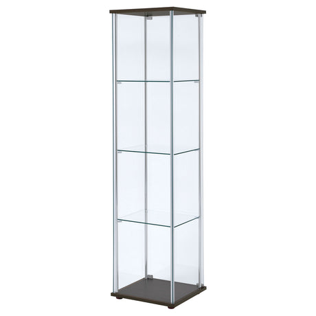 Curio Cabinet - Bellatrix Rectangular 4-shelf Curio Cabinet Cappuccino and Clear