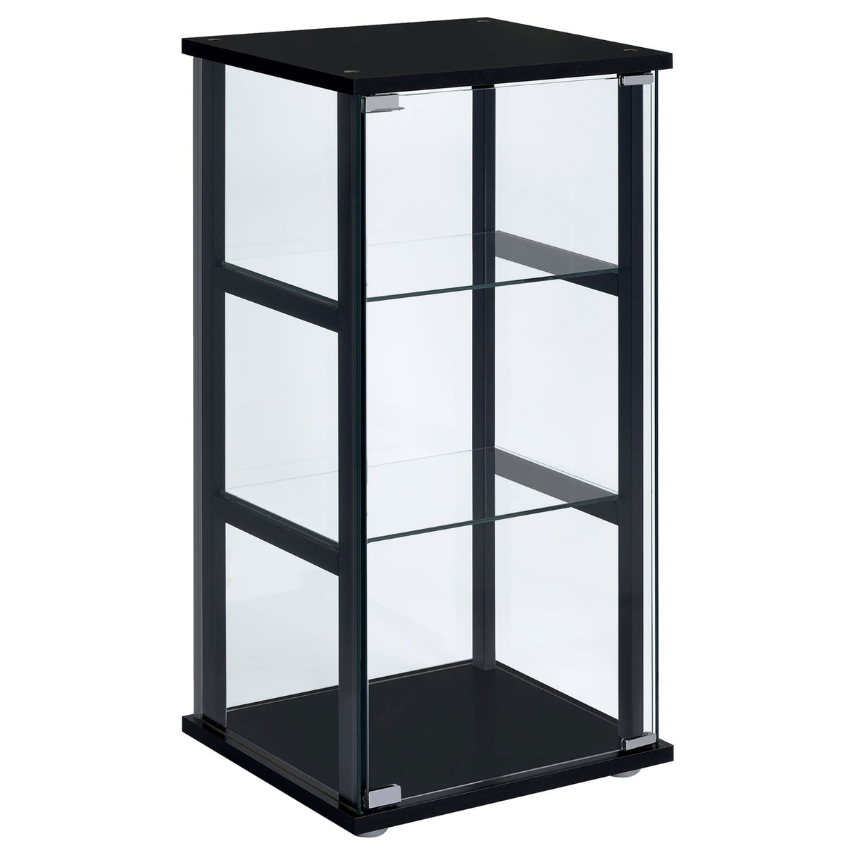 Cyclamen 3 - shelf Glass Curio Cabinet Black and Clear | Coaster - 950179 - Home Elegance USA - 1