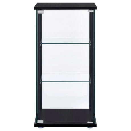 Cyclamen 3 - shelf Glass Curio Cabinet Black and Clear | Coaster - 950179 - Home Elegance USA - 3