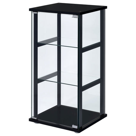 Cyclamen 3 - shelf Glass Curio Cabinet Black and Clear | Coaster - 950179 - Home Elegance USA - 4