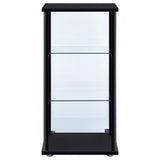 Cyclamen 3 - shelf Glass Curio Cabinet Black and Clear | Coaster - 950179 - Home Elegance USA - 6