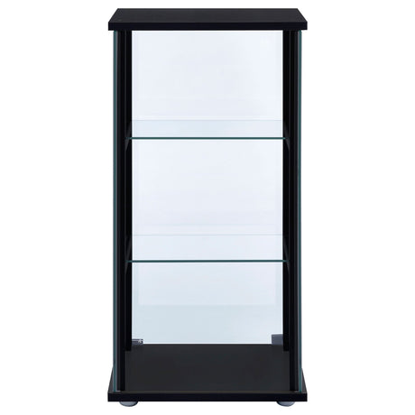 Cyclamen 3 - shelf Glass Curio Cabinet Black and Clear | Coaster - 950179 - Home Elegance USA - 6