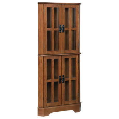 Coreosis 4 - shelf Corner Curio Cabinet Golden Brown | Coaster | Home Elegance USA