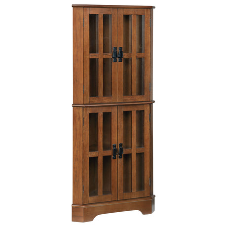 Curio Cabinet - Coreosis 4-shelf Corner Curio Cabinet Golden Brown