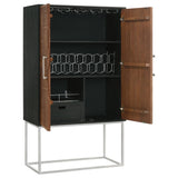 Borman 2 - door Bar Cabinet Wine Storage Walnut and Black | Coaster | Home Elegance USA