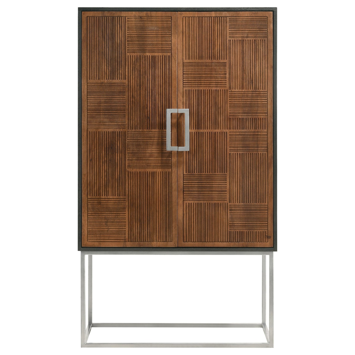 Borman 2 - door Bar Cabinet Wine Storage Walnut and Black | Coaster | Home Elegance USA