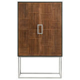 Bar Cabinet - Borman 2-door Bar Cabinet Wine Storage Walnut and Black