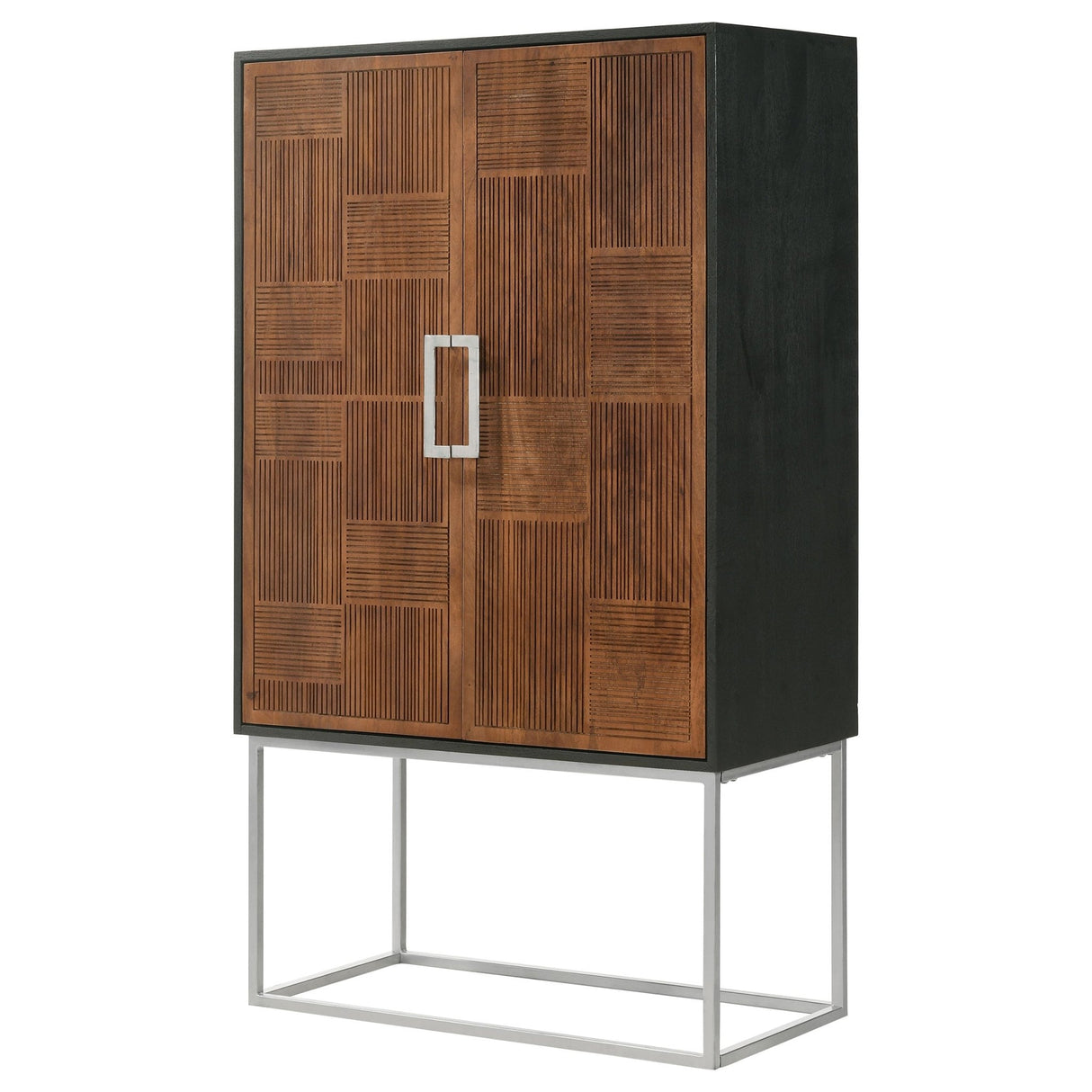 Borman 2 - door Bar Cabinet Wine Storage Walnut and Black | Coaster | Home Elegance USA