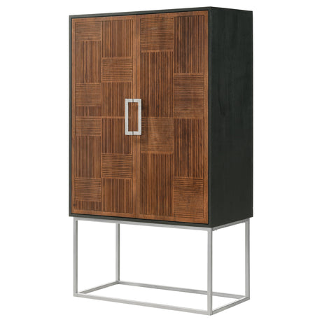 Bar Cabinet - Borman 2-door Bar Cabinet Wine Storage Walnut and Black