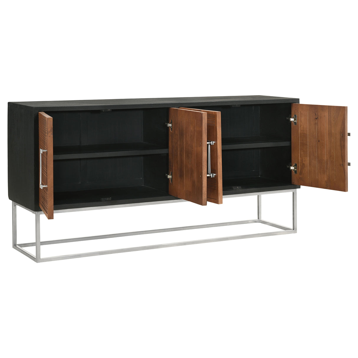 Accent Cabinet - Borman 4-door Wooden Accent Cabinet Walnut and Black