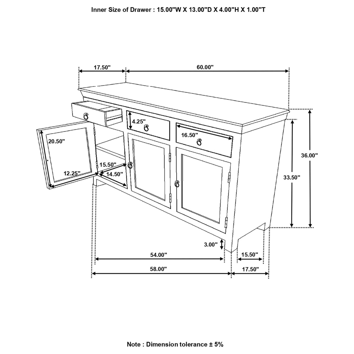 Henry 3 - door Accent Cabinet Reclaimed Wood - 950367 - image - 7