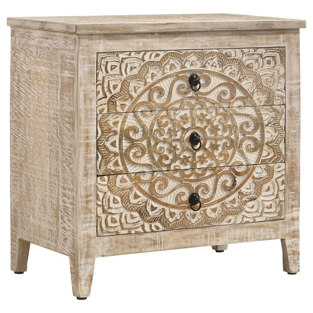 Accent Cabinet - Mariska 3-drawer Wooden Accent Cabinet White Distressed