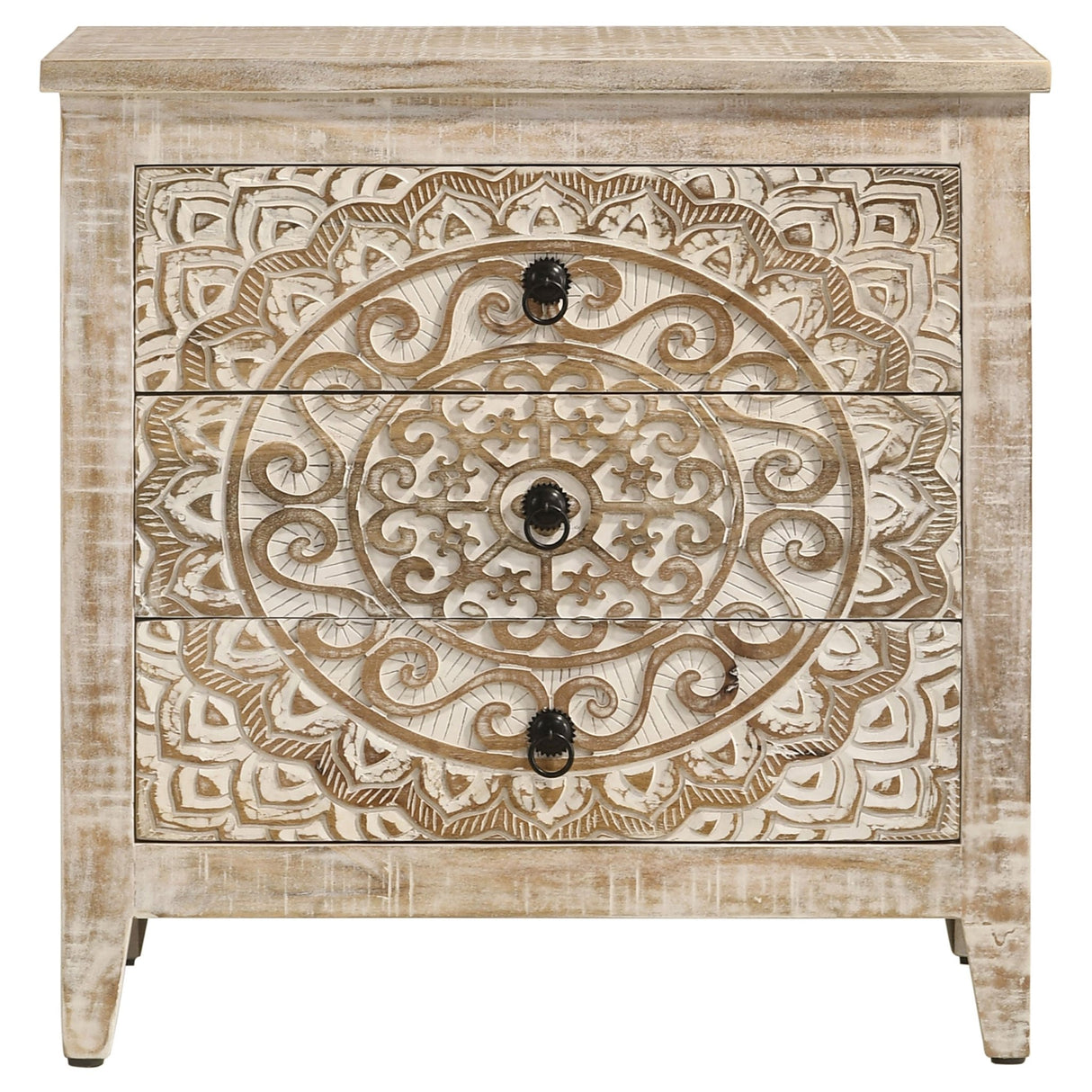 Accent Cabinet - Mariska 3-drawer Wooden Accent Cabinet White Distressed