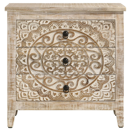 Mariska 3 - drawer Wooden Accent Cabinet White Distressed | Coaster | Home Elegance USA