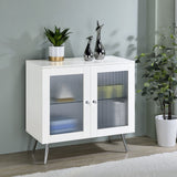 Accent Cabinet - Nieta 2-tier Accent Cabinet with Glass Shelf White High Gloss and Chrome