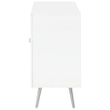 Accent Cabinet - Nieta 2-tier Accent Cabinet with Glass Shelf White High Gloss and Chrome