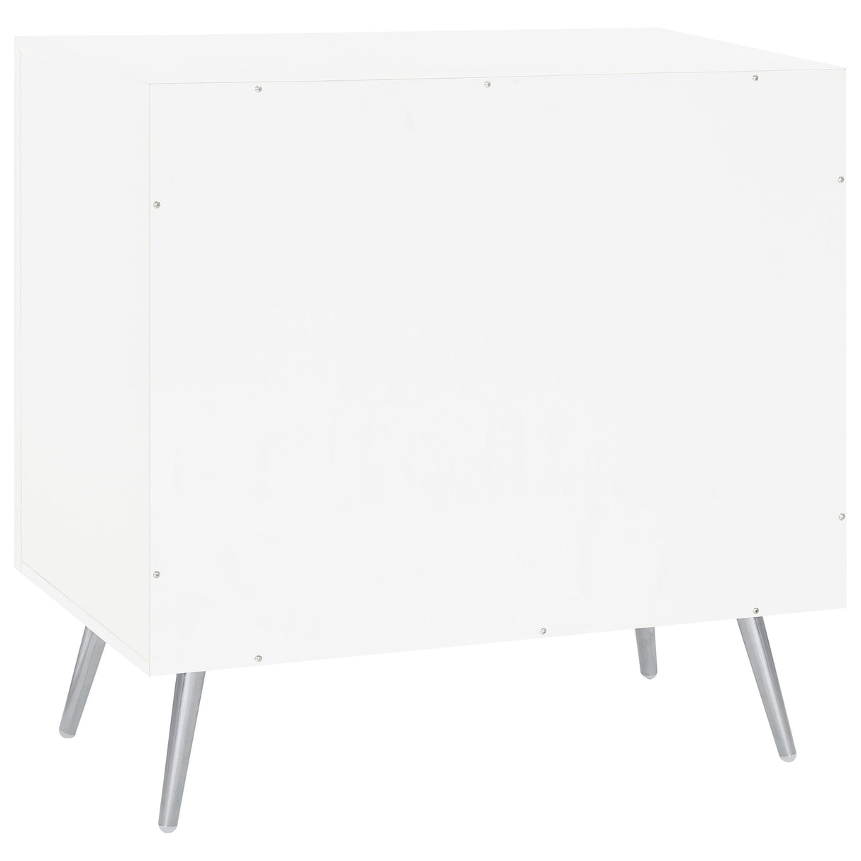 Accent Cabinet - Nieta 2-tier Accent Cabinet with Glass Shelf White High Gloss and Chrome